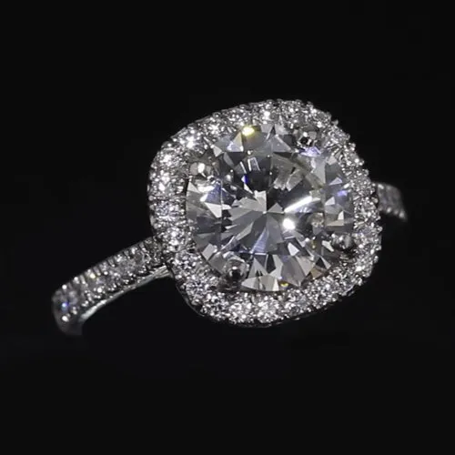 HarryChadEntcom Rings Round Lab Grown Diamond Halo Engagement Ring 901 Carats White Gold 14K