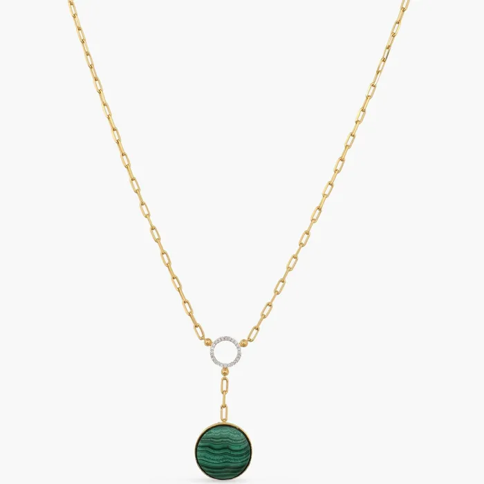 SILVER Necklaces Malachite Round Charm Silver Necklace