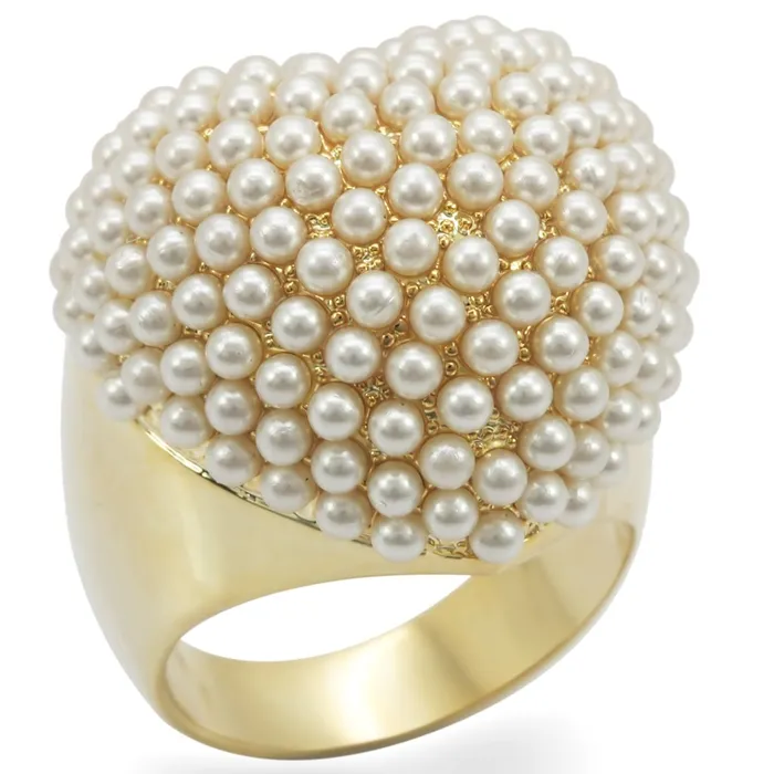 1W058 Gold Brass Ring with Synthetic in Citrine Yellow Alamode Rings
