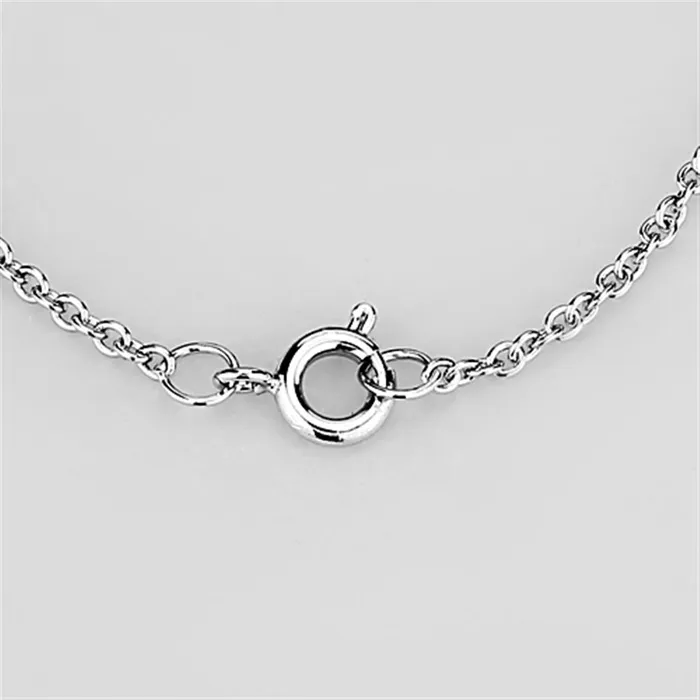 Alamode Necklaces 3W453 Rhodium Brass Necklace with AAA Grade CZ in Clear