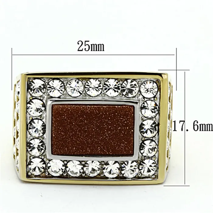 Alamode Rings TK1194 TwoTone IP Gold Ion Plating Stainless Steel Ring with Synthetic Twinkling in Topaz