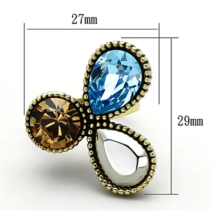 Alamode Rings TK1496 IP GoldIon Plating Stainless Steel Ring with Top Grade Crystal in Multi Color