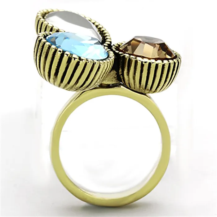 Alamode Rings TK1496 IP GoldIon Plating Stainless Steel Ring with Top Grade Crystal in Multi Color