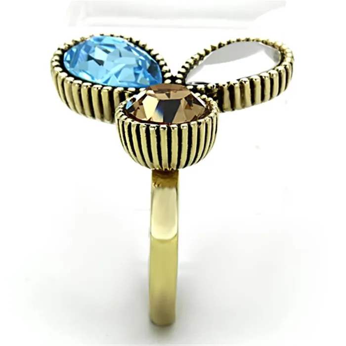 Alamode Rings TK1496 IP GoldIon Plating Stainless Steel Ring with Top Grade Crystal in Multi Color