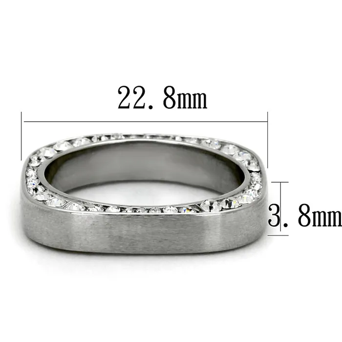 Alamode Rings TK2261 High polished no plating Stainless Steel Ring with Top Grade Crystal in Clear