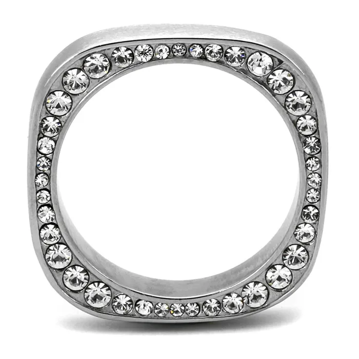 Alamode Rings TK2261 High polished no plating Stainless Steel Ring with Top Grade Crystal in Clear