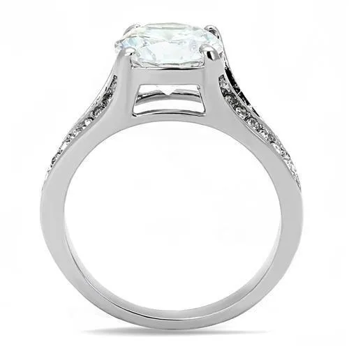 Alamode Rings TK3020 High polished no plating Stainless Steel Ring with AAA Grade CZ in Clear