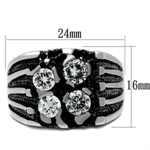 Alamode Rings TK366 High polished no plating Stainless Steel Ring with AAA Grade CZ in Clear