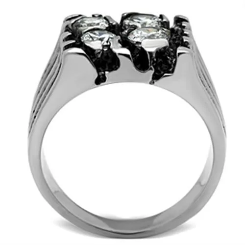 Alamode Rings TK366 High polished no plating Stainless Steel Ring with AAA Grade CZ in Clear