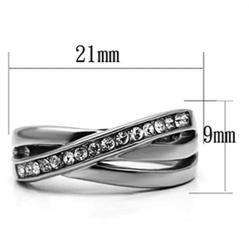 Alamode Rings TK626 High polished no plating Stainless Steel Ring with Top Grade Crystal in Clear