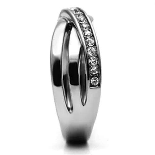 Alamode Rings TK626 High polished no plating Stainless Steel Ring with Top Grade Crystal in Clear