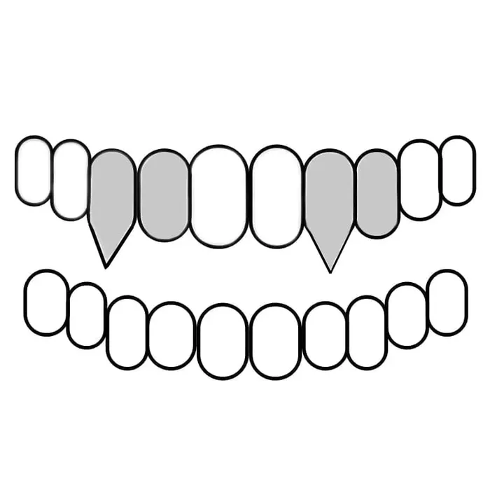 Bling Cartel 925 Silver Two Side Teeth Open Face Vampire Fangs CZ Double Caps Rings
