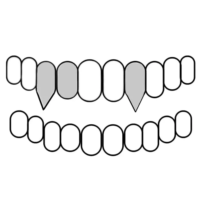 Bling Cartel 925 Silver Two Side Teeth Open Face Vampire Fangs CZ Double Caps Rings