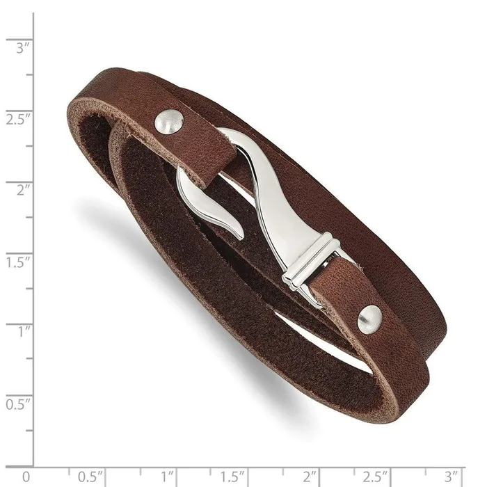 Chisel Bracelets Stainless Steel Brown Leather Wrap Bracelet Chisel Bracelets Stainless Steel Brown Leather Wrap Bracelet