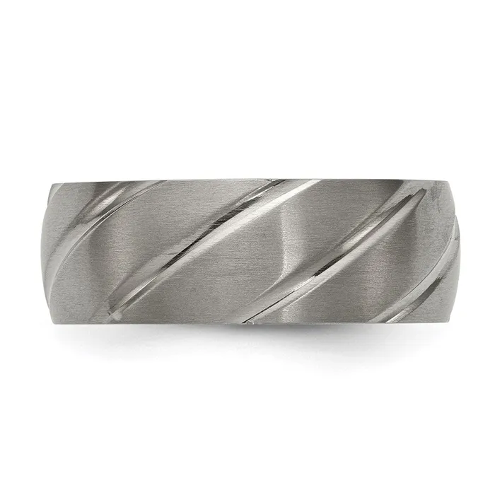 Chisel Rings Titanium Swirl Design 8mm Satin Band TB322 Chisel Rings Titanium Swirl Design 8mm Satin Band TB322