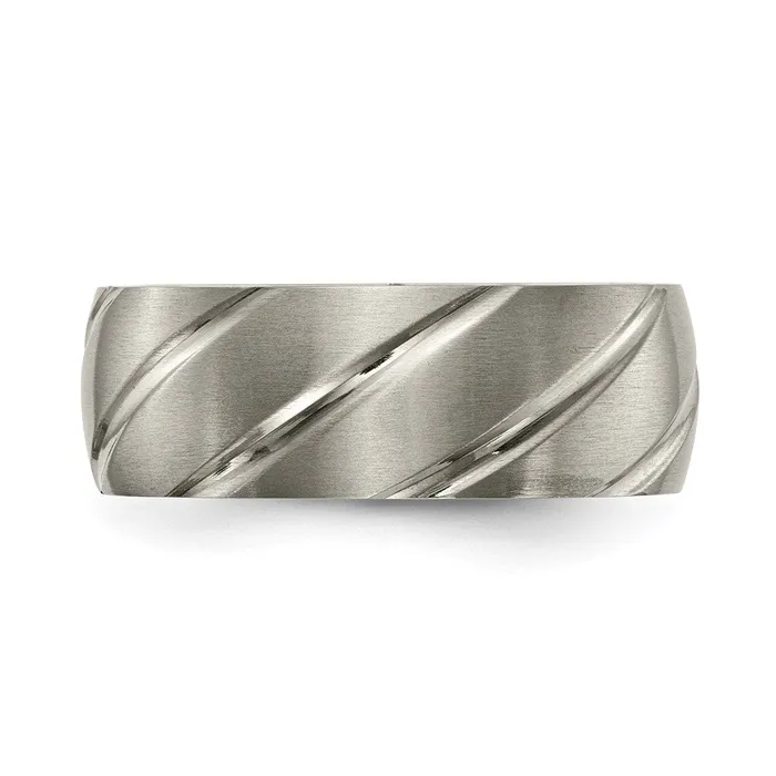 Chisel Rings Titanium Swirl Design 8mm Satin Band TB322 Chisel Rings Titanium Swirl Design 8mm Satin Band TB322