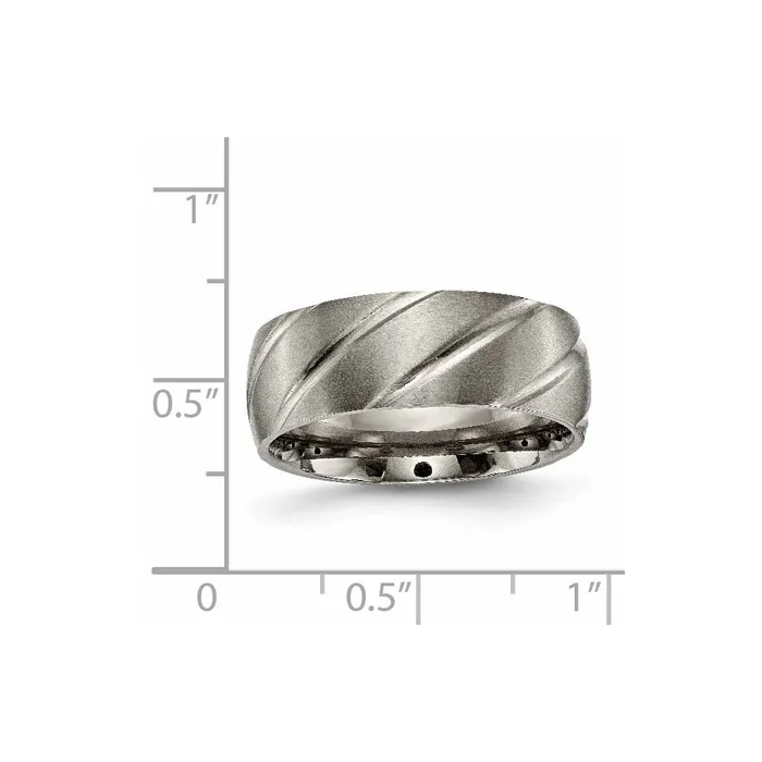 Chisel Rings Titanium Swirl Design 8mm Satin Band TB322 Chisel Rings Titanium Swirl Design 8mm Satin Band TB322