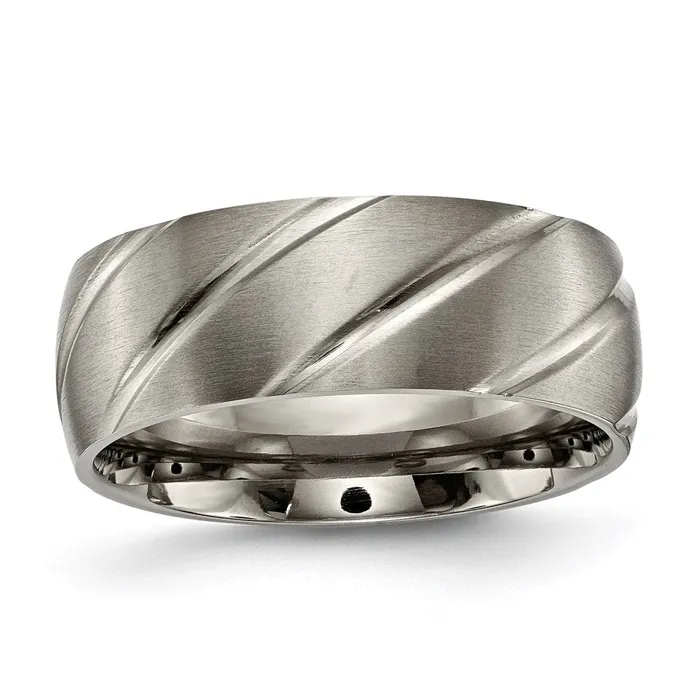 Chisel Rings Titanium Swirl Design 8mm Satin Band TB322 Chisel Rings Titanium Swirl Design 8mm Satin Band TB322