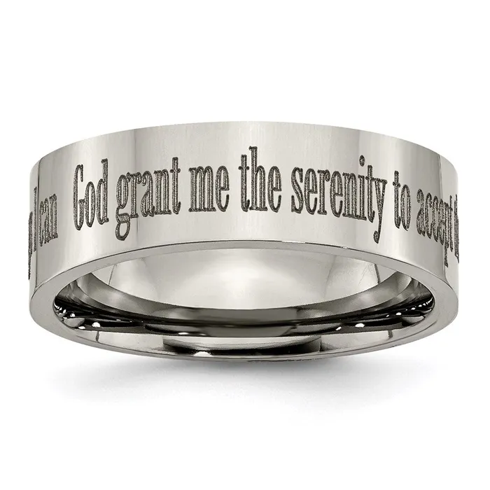 Chisel Titanium Flat 8mm Laser Design Polished Band TB3G Rings Chisel Titanium Flat 8mm Laser Design Polished Band TB3G Rings