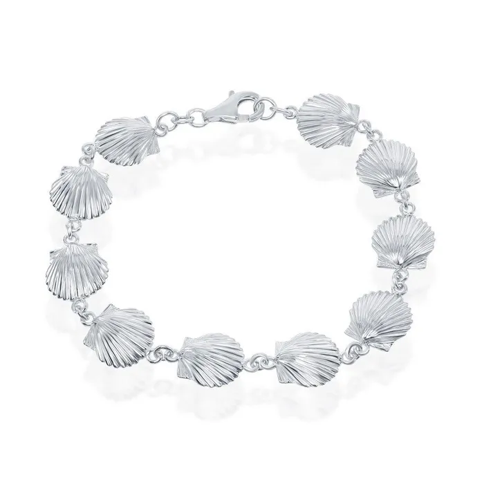 Classic Bracelets Sterling Silver Seashell Linked Bracelet 8
