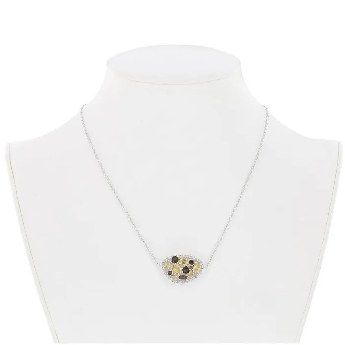 Classic Necklaces Sterling Silver Large Citrine and Smokey Topaz Necklace