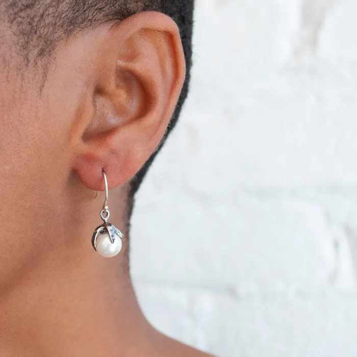 Earrings Silver Baroque Akoya Drop Earrings Lauren Wolf Jewelry