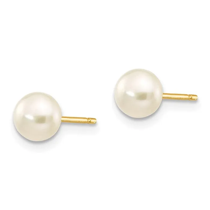 Jewelry Earrings 14k 56mm White Button Freshwater Cultured Pearl Stud Post Earrings Jewelry Earrings 14k 56mm White Button Freshwater Cultured Pearl Stud Post Earrings