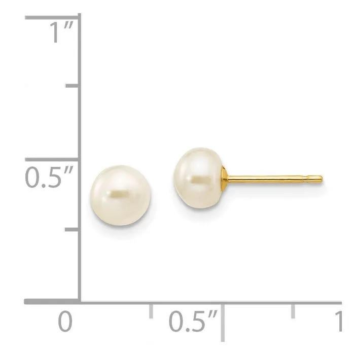 Jewelry Earrings 14k 56mm White Button Freshwater Cultured Pearl Stud Post Earrings Jewelry Earrings 14k 56mm White Button Freshwater Cultured Pearl Stud Post Earrings