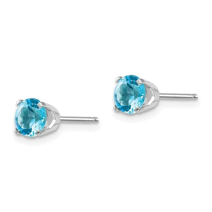 Jewelry Earrings 14k White Gold 5mm Blue Topaz Stud Earrings Jewelry Earrings 14k White Gold 5mm Blue Topaz Stud Earrings