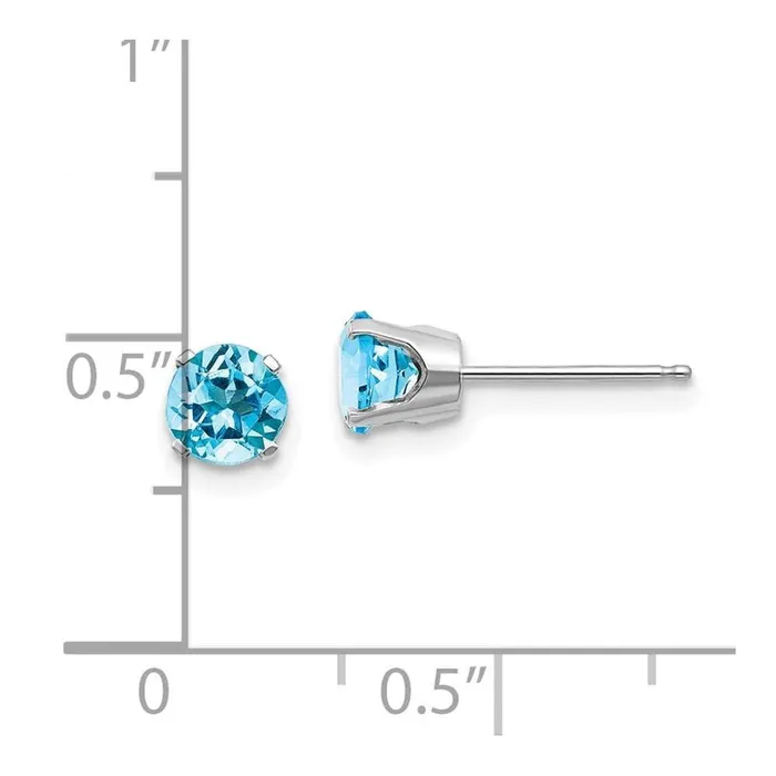Jewelry Earrings 14k White Gold 5mm Blue Topaz Stud Earrings Jewelry Earrings 14k White Gold 5mm Blue Topaz Stud Earrings