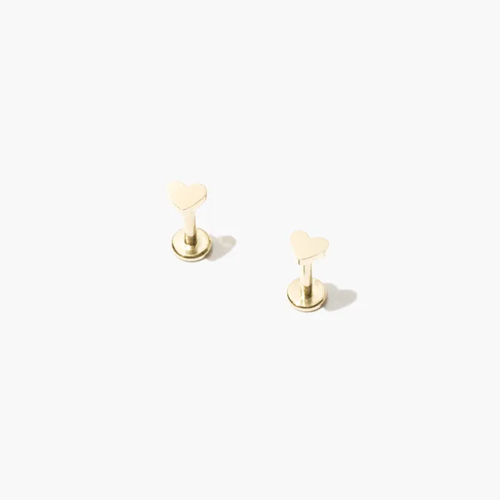 Necklaces Heart Threaded Flat Back Studs Pair READYMADE