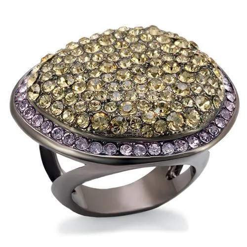 Rings Alamode LO1694 Chocolate Gold Brass Ring with Top Grade Crystal in Multi Color