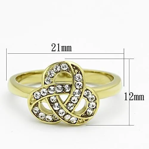 Rings Alamode TK1111 IP GoldIon Plating Stainless Steel Ring with Top Grade Crystal in Clear