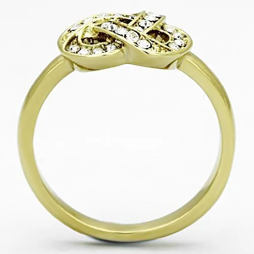 Rings Alamode TK1111 IP GoldIon Plating Stainless Steel Ring with Top Grade Crystal in Clear