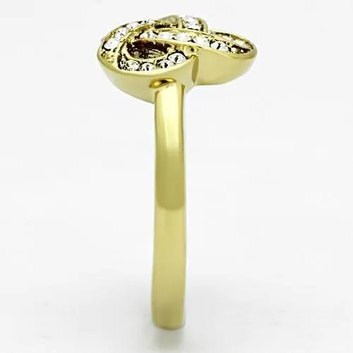 Rings Alamode TK1111 IP GoldIon Plating Stainless Steel Ring with Top Grade Crystal in Clear