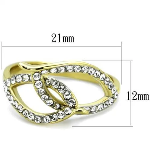 Rings Alamode TK1907 TwoTone IP Gold Ion Plating Stainless Steel Ring with Top Grade Crystal in Clear