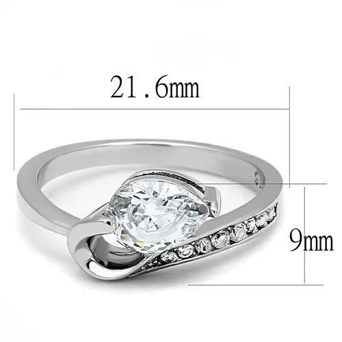 Rings Alamode TK3022 High polished no plating Stainless Steel Ring with AAA Grade CZ in Clear