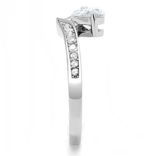 Rings Alamode TK3022 High polished no plating Stainless Steel Ring with AAA Grade CZ in Clear