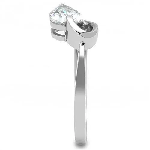 Rings Alamode TK3022 High polished no plating Stainless Steel Ring with AAA Grade CZ in Clear