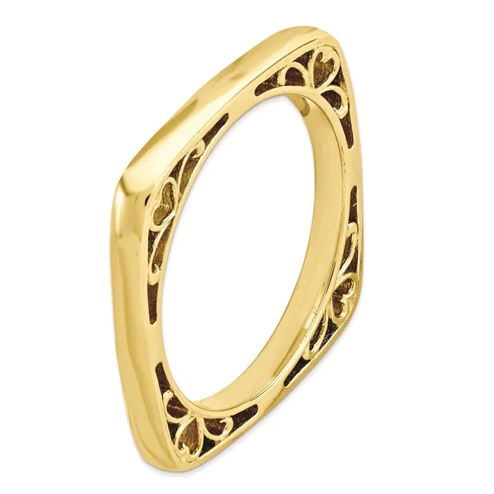 Rings Sterling Silver Stackable Expressions Polished Goldplated Square Ring QSK780 Stackable Expressions Rings Sterling Silver Stackable Expressions Polished Goldplated Square Ring QSK780 Stackable Expressions