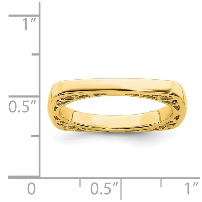 Rings Sterling Silver Stackable Expressions Polished Goldplated Square Ring QSK780 Stackable Expressions Rings Sterling Silver Stackable Expressions Polished Goldplated Square Ring QSK780 Stackable Expressions