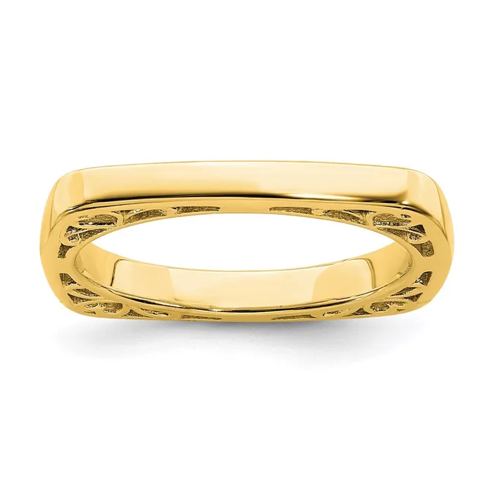 Rings Sterling Silver Stackable Expressions Polished Goldplated Square Ring QSK780 Stackable Expressions Rings Sterling Silver Stackable Expressions Polished Goldplated Square Ring QSK780 Stackable Expressions