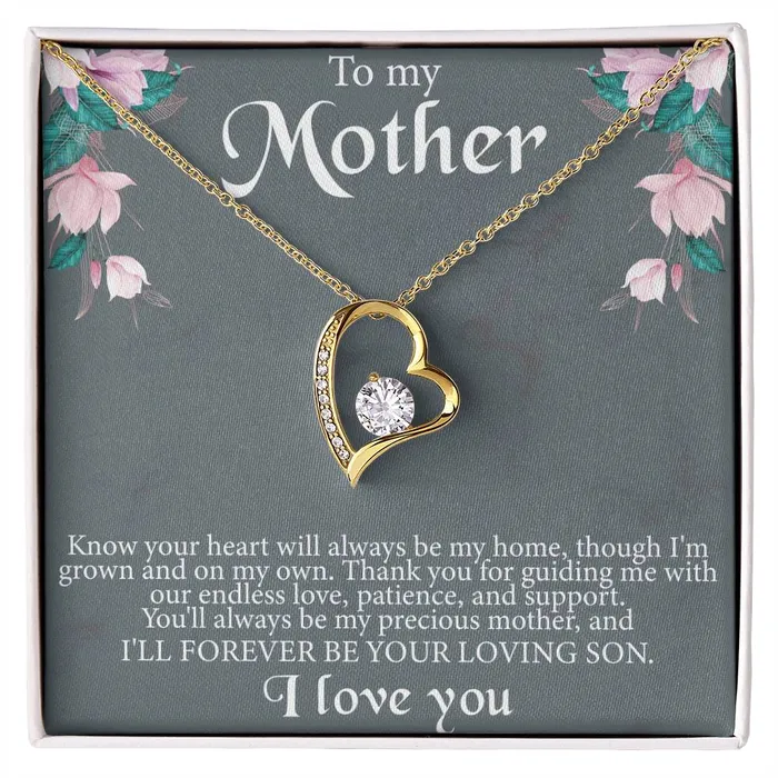 ShineOn Fulfillment Necklaces To My Mother From Son Message Card Heart Necklace