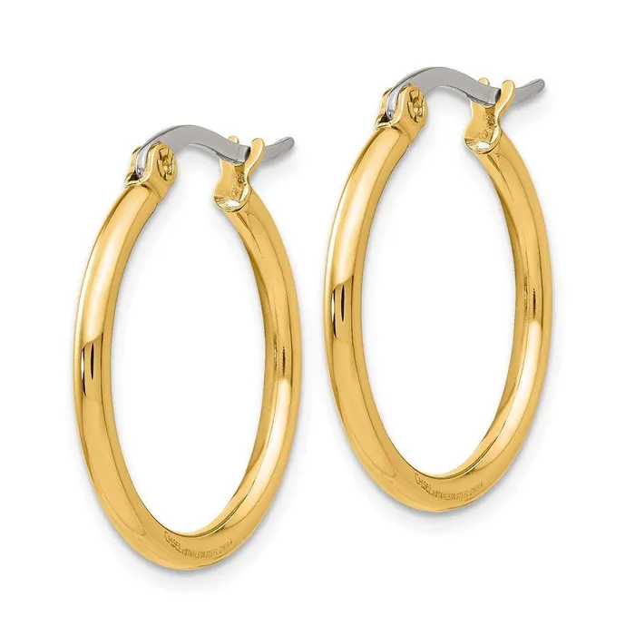 Stainless Steel Gold IP plated 26mm Hoop Earrings Chisel Earrings