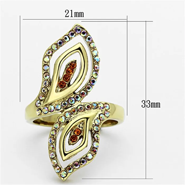 TK1289 IP GoldIon Plating Stainless Steel Ring with Top Grade Crystal in Multi Color Alamode Rings