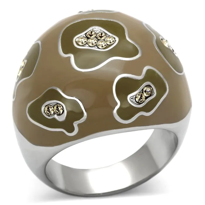TK826 High polished no plating Stainless Steel Ring with Top Grade Crystal in Citrine Yellow Alamode Rings