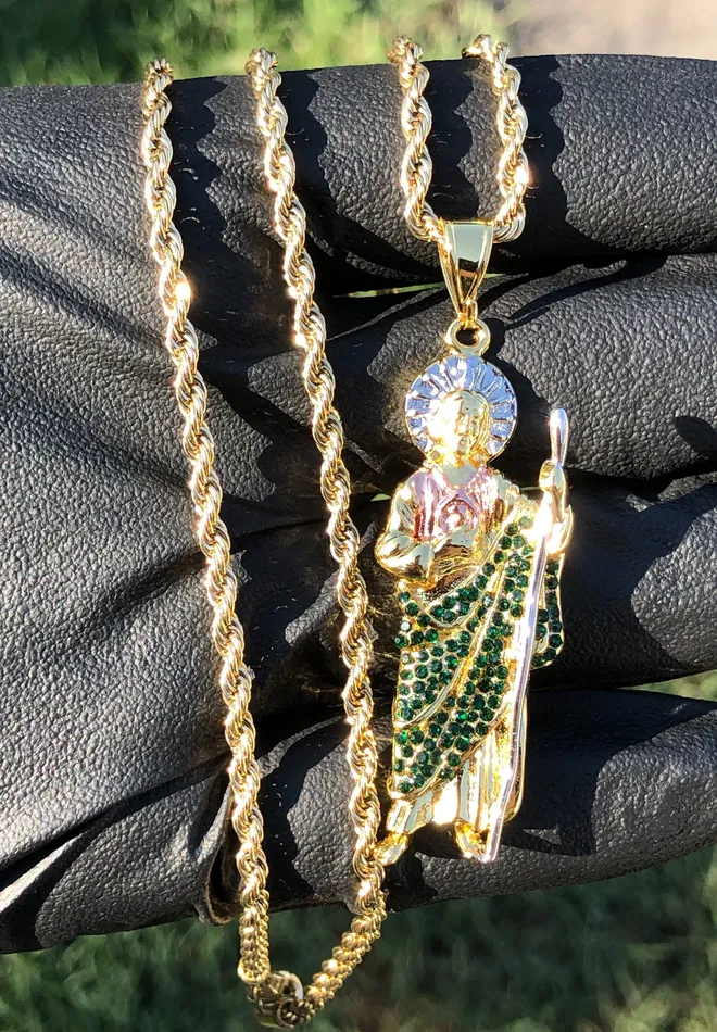 VVS Jewelry Necklaces Diamond Iced San Judas Pendant Chain