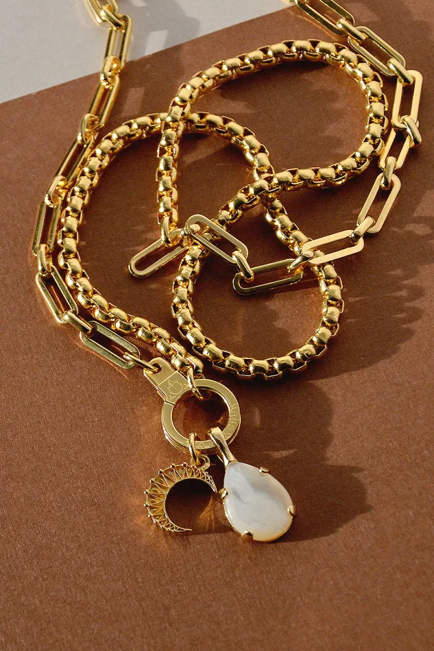 Air Anchor Moon and Back Necklace Set Necklaces