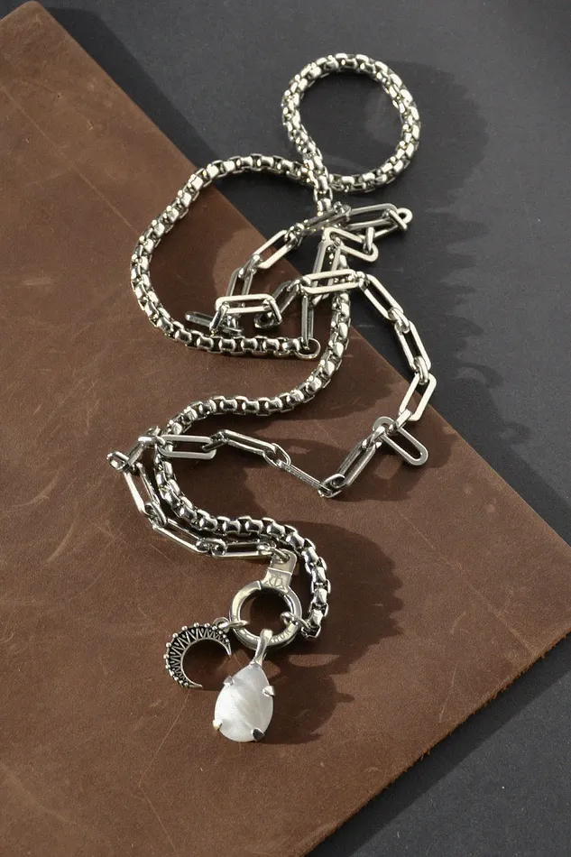 Air Anchor Moon and Back Necklace Set Necklaces