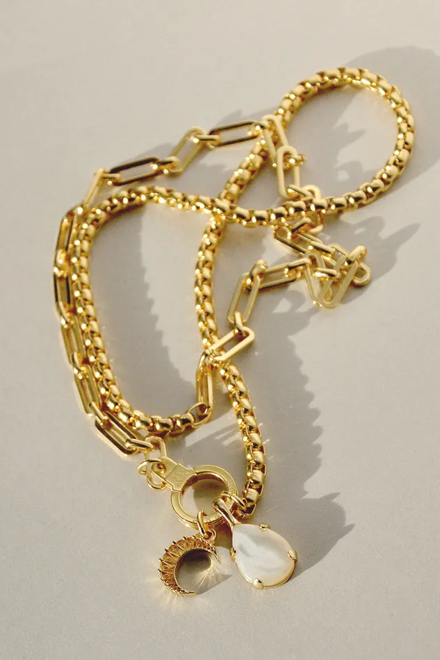 Air Anchor Moon and Back Necklace Set Necklaces